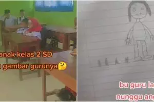 Dapat tugas gambar guru sendiri, 11 potret gambaran murid kelas 2 SD ini hasilnya bikin senyum tipis