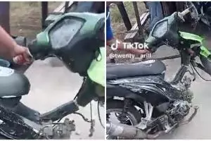 Momen kocak motor dibawa ke bengkel ini rusaknya nggak tanggung-tanggung, bikin geleng kepala