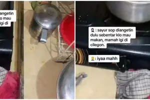Niatnya dipanaskan 10 menit endingnya 2 jam, penampakan sayur sop di panci ini bikin melongo