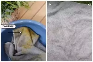 Cukup direndam 5 menit, ini cara hilangkan noda kunyit membandel di lap dapur