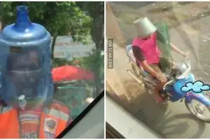 Berani tampil beda, 11 potret kocak orang pakai helm antimainstream ini sukses mengundang tawa
