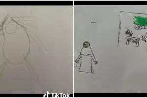 Disuruh gambar gurunya saat mengajar, 11 potret hasil tugas murid SD ini imajinasinya nggak ada lawan