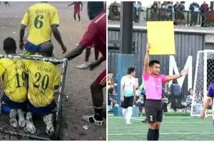 11 Potret kocak tak terduga pas main bola ini cuma bisa geleng kepala, suka-suka aja deh!