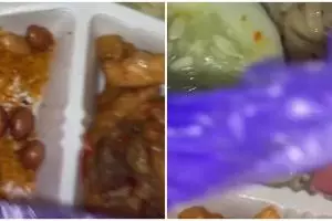 Wanita ini dapat nasi berkat berisi lauk mirip daging, pas dilihat dua kali bikin tepuk jidat