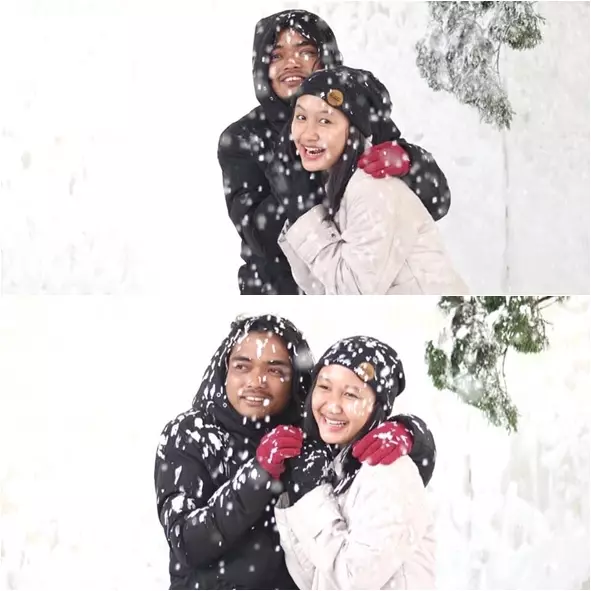 behind the scene pemotretan latar bersalju TikTok