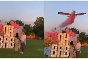 Romantis berujung petaka, momen pesawat terjatuh saat atraksi di pesta gender reveal ini ngeri abis