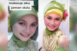 Hits pada zamannya, 7 transformasi makeup pengantin hijab gaya lilit bikin rumit sampai simpel elegan