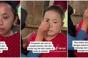 Irit senyum dan pendiam, transformasi wanita di-makeup jadi pengantin hasilnya bikin keluarga pangling