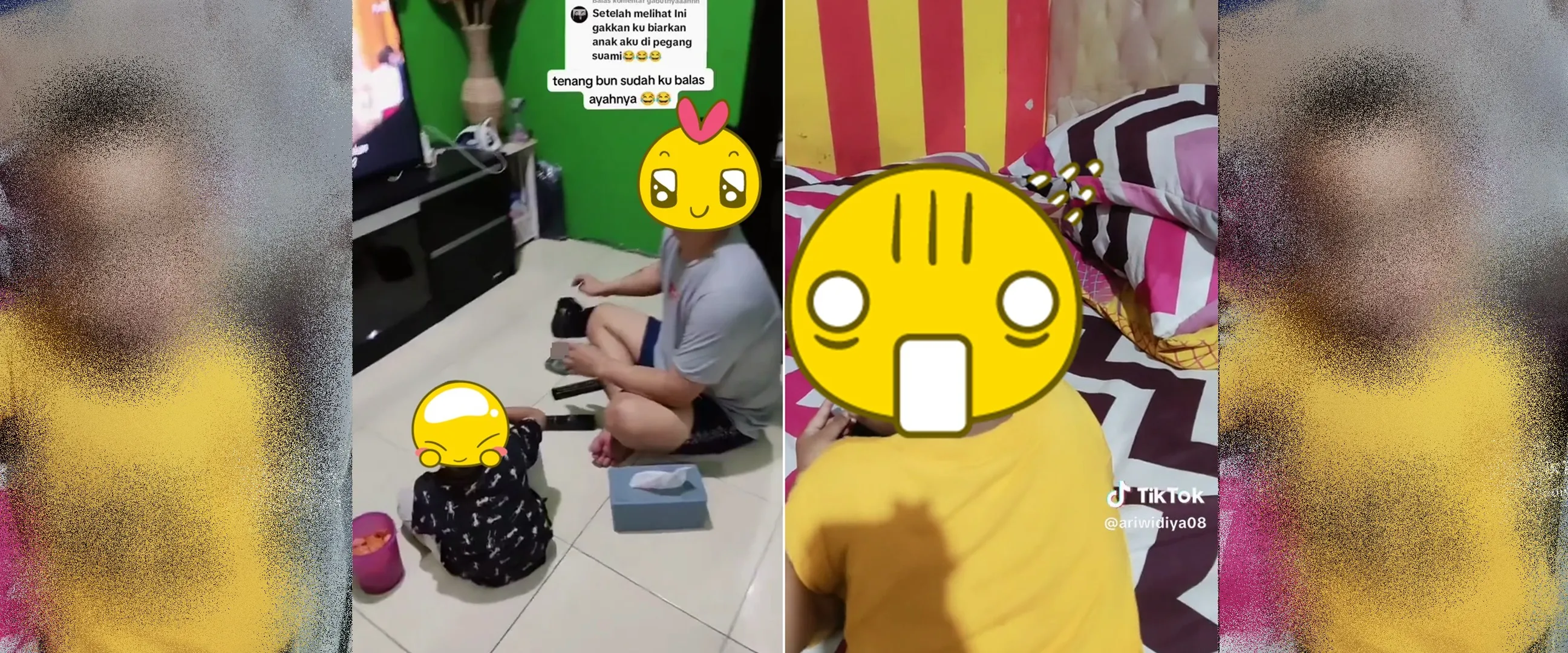 Begini jadinya kalau anak dijaga bapaknya, kompak potong rambut model tokek