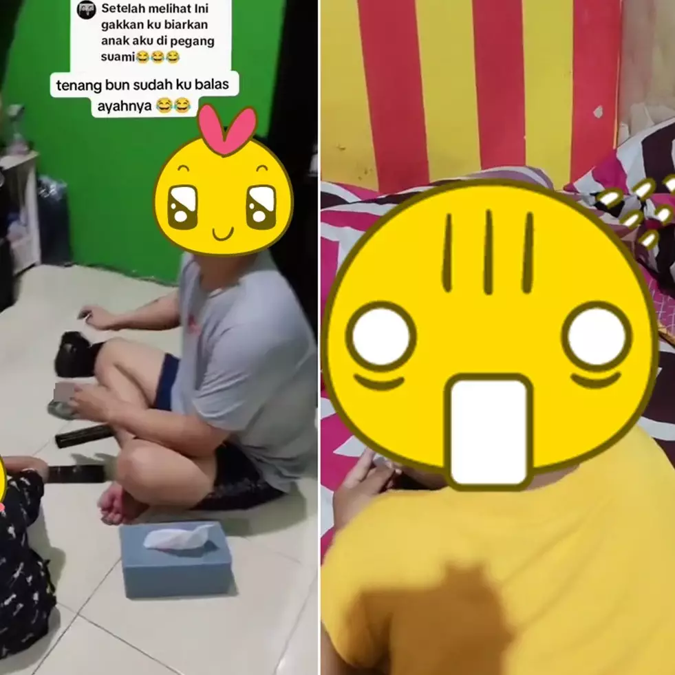 Begini jadinya kalau anak dijaga bapaknya, kompak potong rambut model tokek