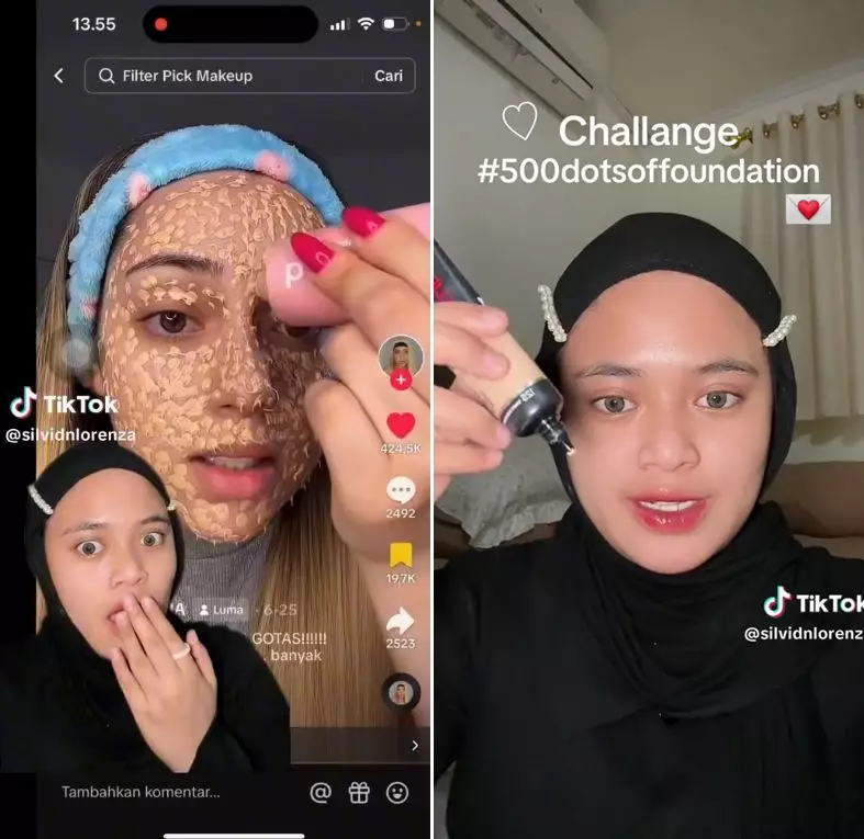 tantangan makeup tebal © TikTok