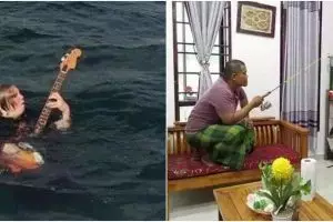 11 Potret lucu orang gabut ini tingkahnya kelewat absurd, ada yang konser di depan kumpulan hewan