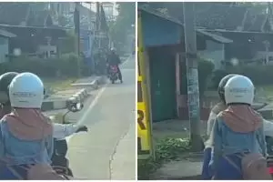 Momen pengendara tuntun motor di tengah jalan ini bikin bingung, alasan di baliknya auto geregetan