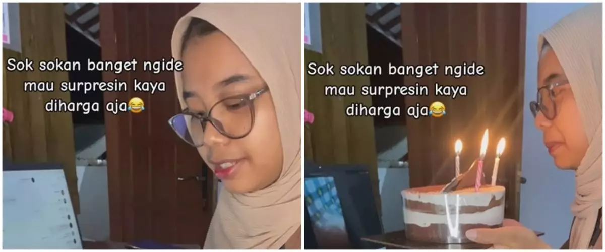 Wanita ini niat hati ingin beri kejutan ulang tahun, reaksi sang pacar justru bikin geregetan