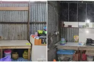 Bagus nggak harus mewah, 11 potret makeover dapur dinding seng jadi estetik ini bisa dicontoh ibu-ibu