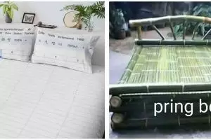 11 Potret kocak penampakan kasur ini bikin mata kedip lebih dari sekali, kok kepikiran ya?