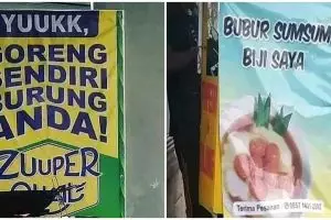 11 Tulisan lucu warung ini bukannya menarik pembeli malah bikin takut, nyeleneh pol