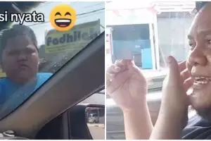 Momen kocak sopir mobil salah tingkah lihat bocah yang mirip dirinya, auto berasa reinkarnasi