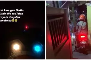 Coba-coba lewat jalan tikus demi hindari macet, pria ini malah ikuti pemotor yang pulang ke rumah