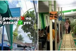 Pilih pasar tradisional dari pada gedung sebagai venue, konsep pernikahan pasangan ini keren banget