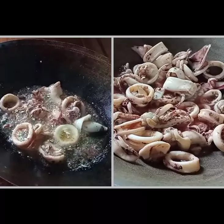 Tanpa ditaburi tepung terigu, begini trik goreng cumi agar tidak alot dan tak bikin minyak meletup