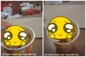 Jarang ada yang tahu, pria ini tunjukkan fungsi lain tutup cup mi instan biar makan lebih mudah