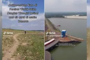 Air surut gegara kemarau, kompleks makam kuno bermunculan di waduk gajah mungkur