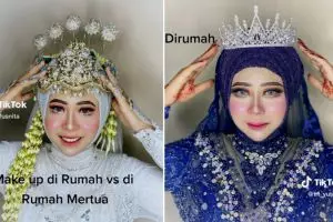 Wanita ini bandingkan makeup di rumah sendiri vs mertua, hasil riasannya kayak karnavalan