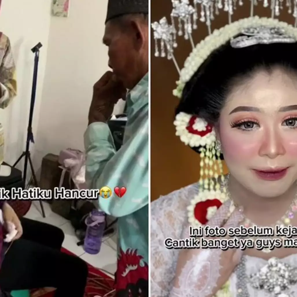 Makeup luntur gegara pengantin masuk angin, potret wajahnya bikin MUA dan warganet ngelus dada