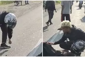 Mengalami kecelakaan, pria ini malah santai banget lakukan hal tak terduga di tengah jalan