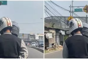 Momen kocak pengendara motor siasati pelat nomor kendaraan di Bogor ini bikin sulit nahan ketawa