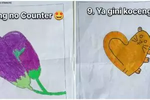 Disuruh gambar dari satu garis, 10 potret tugas seni rupa siswa kelas 1 SMP ini kreatif pol