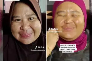 Emak-emak 49 tahun berpipi tembam ini dimakeup jadi pengantin, hasilnya 20 tahun lebih muda