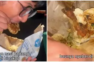 Diam-diam selundupkan dan makan nasi Padang di bioskop demi konten, aksi pria ini tuai kecaman