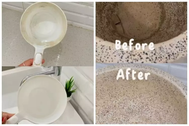 Cuma modal Rp4.000, begini cara bersihkan kerak di gayung dan bak mandi dengan 2 bahan dapur