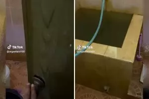 Awalnya cuma wadah air biasa, penampakan bak mandi ini bikin jantung dag-dig-dug