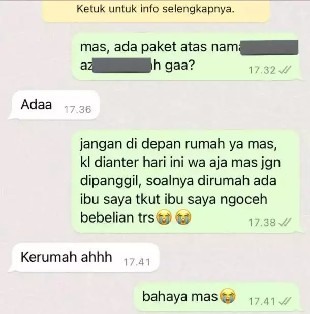 chat lucu kurir paket ajak customer bercanda Berbagai sumber