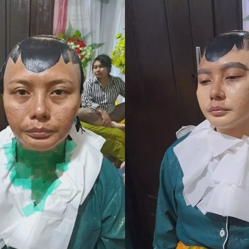 Bikin netizen syok gegara rambutnya aneh, 9 transformasi wanita usai dirias MUA ini ternyata manglingi