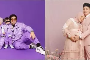 Sama-sama nuansa ungu, ini 9 beda gaya maternity shoot kehamilan pertama dan kedua Aurel Hermansyah