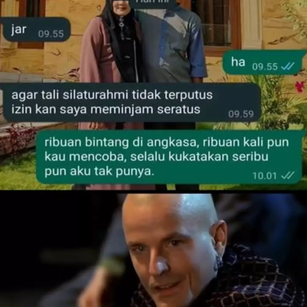 11 Chat lucu tren pantun 'pinjam seratus' ini reaksinya banyak yang diluar dugaan, bikin terkekeh