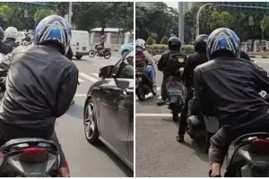 Pria ini iseng rekam pemandangan di lampu merah, malah lihat kelakuan absurd pemotor yang bikin ngakak