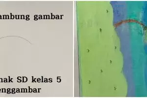 Disuruh bikin gambar dari setengah lingkaran, 11 potret tugas murid kelas 5 SD ini kreatif pol