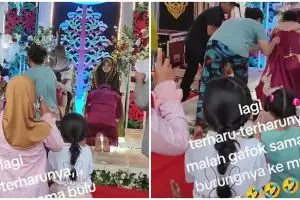 Gegara bulu, momen sungkeman yang seharusnya haru ini malah bikin pengin ngakak, tapi sungkan