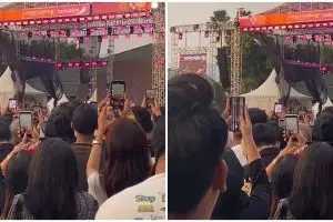 Momen wanita rekam konser pakai HP yang LCD-nya rusak, penampakannya bikin iba