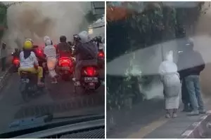Menghibur di tengah kondisi menegangkan, aksi pocong ikut bantu padamkan kebakaran ini bikin kaget