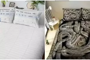 Unik dan antimainstream, 17 potret kocak seprai kasur ini desainnya bikin susah tidur