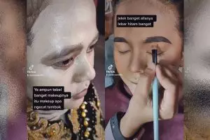 Diejek tak bisa makeup gegara alis mirip Sin Chan, potret wanita usai dirias MUA ini bikin melongo