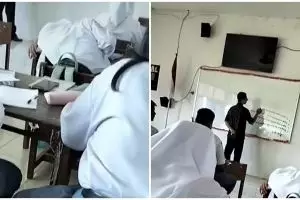 Cara guru menulis di papan tulis ini bikin murid bingung, pengin negur tapi sungkan