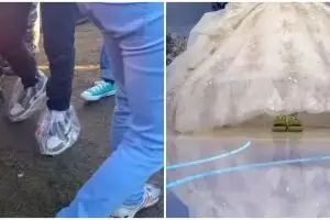 11 Potret kocak momen orang pakai sepatu ini sekilas terlihat normal, dilihat dua kali baru paham