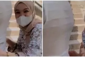 Momen suami turuti istri hamil ngidam sentuh pinggang personel Angkatan Laut, nggak habis 'pikri'